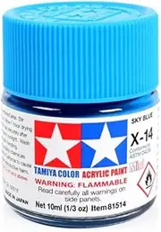 TAMIYA AMERICA 81514 X14 Mini Acrylic, Sky Blue, 1/3 oz