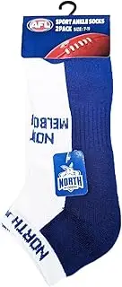 North Melbourne Kangaroos AFL Footy High Performance Sport Ankle Socks 2pk