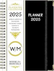 Lined Spiral Journal Notebook, A5 Weekly and Monthly Plan Ruled Journals for Writing, Hardcover Notebooks for Work,Note taking and Office School Supplies (Black)