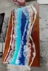 Ocean Wave Epoxy Resin Dining Table Handmade Furniture Console Bar Desk Decors