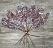 NEW 7 Holiday Elegance Faux Red Purple & Coral Pip Berries Sprigs Christmas Fall