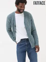 FatFace Mid Blue Sefton Lofty Knitted Cardigan (E82969) | $150