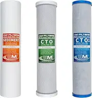 Applied Membranes Inc. 3-Stage Whole-House Water Filter Cartridge Replacements, 20-Inch Carbon and Sediment Filter Cartridges