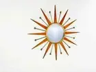 22" Orange Gold Wall Mirror Vintage Modern Mirror with Star and Sunburst