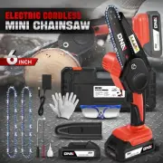 6" 20V Electric Saw Cordless Small Mini Chainsaw Handheld w/ 2 Batteries Red