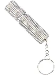 KDUPUP Rhinestone Empty Perfume Spray Bottle, 5ML Refillable Perfume Atomizer Bottles, Bling Crystal Cosmetic Prefume Bottle, Portable Essential Oil Container with Key Ring (White)
