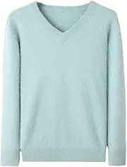 [Hamthuit] Men's Knit Slim Fit Sweater V-Neck Pullover Knitted Classic Pullover Casual Long Sleeve Pullover