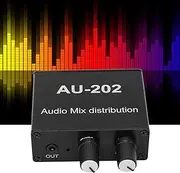 ElgnAura 3.5mm Jack Audio Converter, AU - 202 Stereo Mixer with 2 Input 2 Output for External Power AMP Control