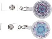 DOITOOL 2pcs Rotatable Badge Reel Clip Multi Function Name Tag Holder with Convenient Retractable Design for Employee Badges and Keys and Practical Card Holder