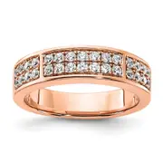 0.50ct. CZ Solid Real 14K Rose Gold Complete 2 Row Pave Wedding Wedding Band Ring
