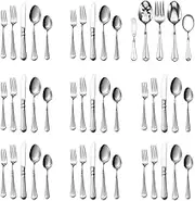 Mikasa French Countryside 45-Piece Stainless Steel Flatware Set with Serveware, Service for 8