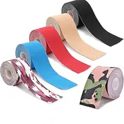 6 Packs Athletic Sports Waterproof Unisexs Kinesiology Tape 5CM×5M,Sports Tape Strapping,Elastic Muscle Support Tape for Exercise & Sports,Provides Support for Muscles and Joints, Knees,Shoulders to Reduce Pain and Injury Recovery,Latex Free