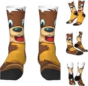 [BWLHJKE] Cartoon animated beaver Crew Socks Hiking Running Thick Cushion Athletic Socks Casual Calf Sock