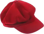 [ANDRESLAD] Elegant Red Woolen Beanies for Women Peaked Cap Stylish Design Cozy and Warm Great