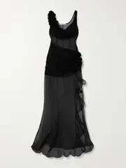 [Alessandra Rich] Alessandra Rich - Appliquéd Silk-organza Gown - Black - IT38 IT 38 Black