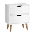 NNEED Bedside Tables 2 Drawers Air Gap Handle White