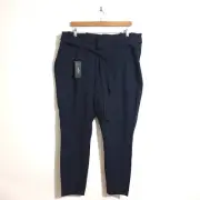 NEW Vero Moda Curve Pant Sz 52 Navy Blue Loose Paperbag Tie Stretch Pockets Plus