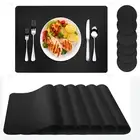 Faux Leather Placemats Set of 6, Place Mats with Coasters, Waterproof Wipeabl...