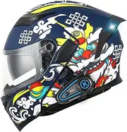 Modular Motorcycle Bluetooth Helmets,DOT/ECE Approved Flip Up Front Helmets with Dual Visor Breathable and Comfortable Motorbike Crash Multi-Function Helmet for Youth Adult Men Women (Color : Q, Siz