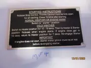 FOR THE TRACTOR MASSEY FERGUSON 35 STARTING INSTRUCTIONS FROM 1959 TO 1963