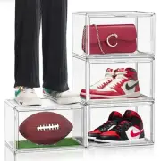 4 Pack Sneaker Storage for Sneakerheads 14.1 * 10.6 * 9in Shoe Boxes Crates C...