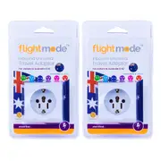 2x Flightmode Inbound Australian/New Zealand Outlet Plug Travel Adapter