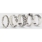 Mens Silver 5 Pack Skull Embossed Rings