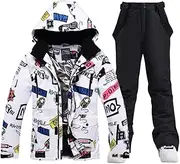 [Generic] Waterproof Ski Suit For Men And Women Snowboarding Clothing Strap Pants Winter Costumes Snow Wear