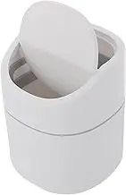 Ciieeo 1pc Mini Trash Can Desktop Waste Container Lid Trash Holder Table Trash Can Storage Box Car Trash Can Office Trash Bin Desk Containers Small Trash Bin Garbage Can Plastic White
