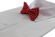 Mens Red & White Cord Polka Dot Patterned Bow Tie