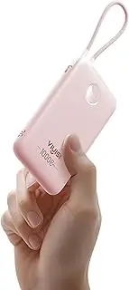 [VIYISI] 10000 mAh Power Bank Ultra Slim 22.5W Portable Charger Fast Charging with Built-in Type-C Cable Compatible with iPhone 16 15 Samsung S24 S23 S22 - Pink