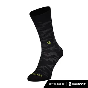 SCOTT TRAIL CAMO CREW SOCKS 迷彩紋中筒型自行車襪-black/sulphur yellow