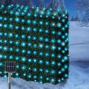 Solar Powered 105 Blue LED Christmas Net Lights with Steady or Flashing Modes