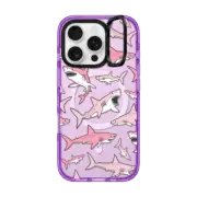 iPhone 16 Pro Impact Ring Stand Case MagSafe Compatible Pink Sharks