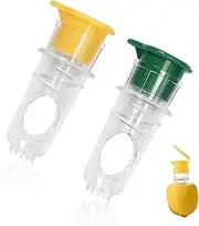 KLEHOPE Lemon Squeezer Small, 2 Pieces Lime Squeezer, Manual Citrus Juicer with Pourer, Yellow and Green, for Lemons, Mandarins, Oranges