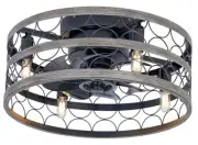 Caged Ceiling Fan with Lights and Remote, 18'' Flush Mount Farmhouse Ceiling