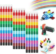Kids Colored Pencils Rainbow Markers Pen With 12 Colors Stackable Crayons 180 Counts Mini Crayon School Party Gifts for 3-9 Year Old Girls Boys (15 Pcs)