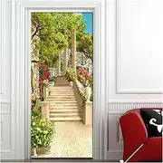 Door Stickers DIY Garden Balcony Stairs Door Decal Sticker PVC Self-Adhesive Wallpaper Home Decoration Mural Poster(95x215cm)