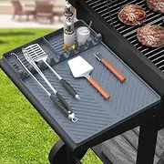 SARTNP Silicone Griddle Tools Mat for Blackstone, Griddle Accessories Side Shelf Mat Grill Pad for Outdoor Grill Kitchen Counter Spatula Silicone Mat with Drip Pad (Grey)