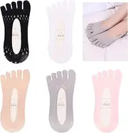 [JIEYUCHU] 5 Pairs Toe Socks, Toe Socks, Women's Trainer Socks, Breathable Socks, Non-Slip Socks, Prevent Toe Tightness, One Size, 5 Colours, multicoloured, 35-40