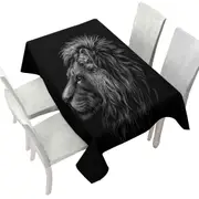 Black and White Handsome Lion Tablecloth