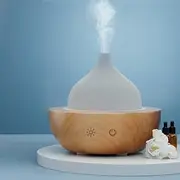 Devanti Aroma Diffuser, 100ml Wooden Air Humidifier Purifier Essential Oils Car Freshener Vaporizer Aromatherapy Diffusers Scent Booster Home Office Bedroom Humidifiers Steam, with 7 Colour LED Lights