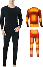 [IMYOGI] Cozy Heating Underwear USB 5V Electric Heated Thermal Baselayer Winter Warm Top & Bottom Set Long Johns for Men Women, 5-Speed Temperature Control &13-Zone Heating