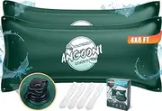 Angooni 2 Pack 4x8FT Heavy-Duty Green Pool Pillow with Sturdy Ropes - 0.4mm Thick PVC Pool Pillows for Winter with Boston Dual-Inflation Valve - Pool Pillows for Above Ground Pools, No Leakage