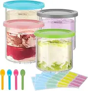 [Cosmeria] Accessories for Ninja Creami NC299 NC300, 4 BPA-free, Dishwasher Safe Pint Containers with Lids, Durable for Ice Cream Maker with Compressor