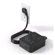 Power Strip Surge Protector Ultra Thin Flat Plug 5Ft Flat Extension Cord