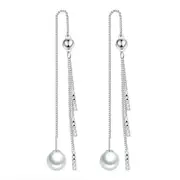 2PCS Copper Women Fashion Jewelry Long Tassel Ear Line Retro Simple Earrings