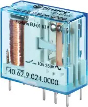 40.62.9.024.0000, FINDER, Pcb/Plug-In Relay, Dpdt 10A, 24V Dc Coil