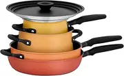Meyer Accent Series Nonstick and Stainless Steel Pots and Pans/Cookware Essentials Set, 6 Piece, Spark Edition
