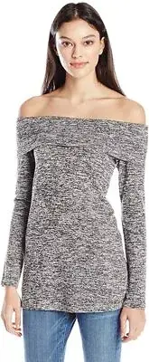 NWT $128 MED SPLENDID Mouline Jersey Off Shoulder + Cowl Neck Top Sweater 2-Way